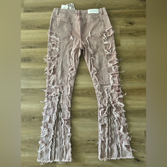 GUAPI Shredded Cargo Jeans in Mauve Pink – EU Size 40/ US Size 6– NWT - Picture 9 of 14